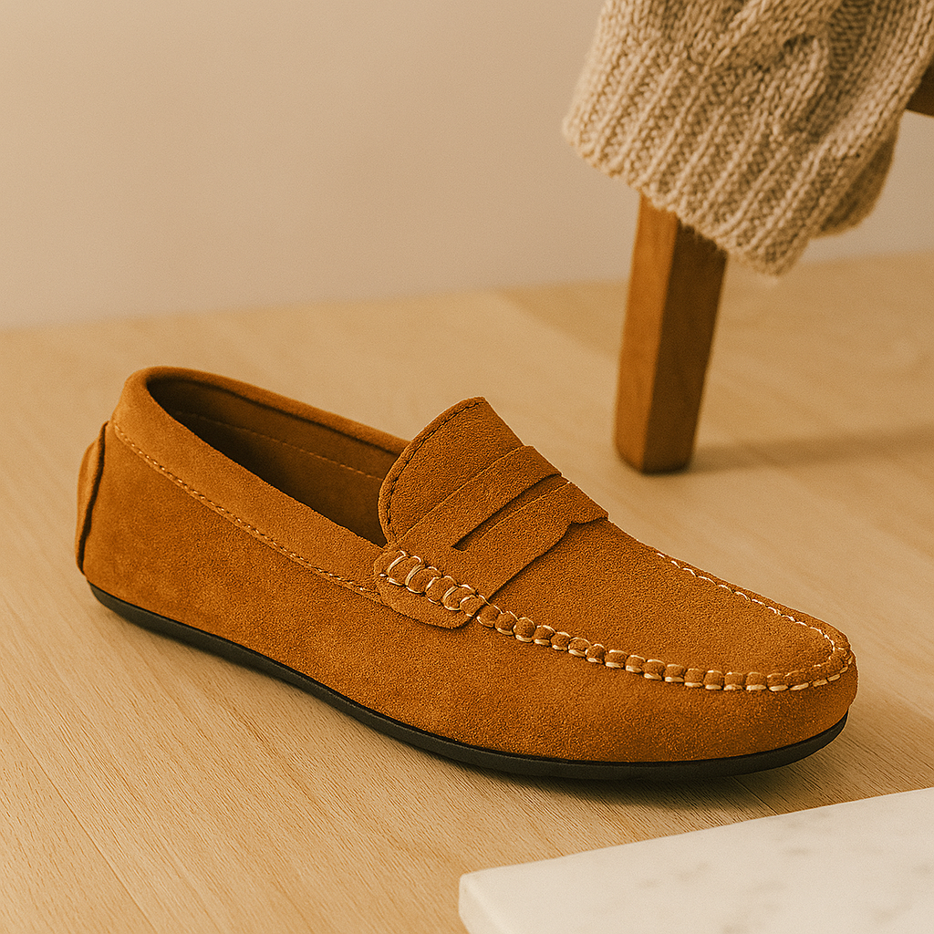 Milano Herren Leder Slipper – Klassische Slip-On Schuhe mit rutschfester Sohle