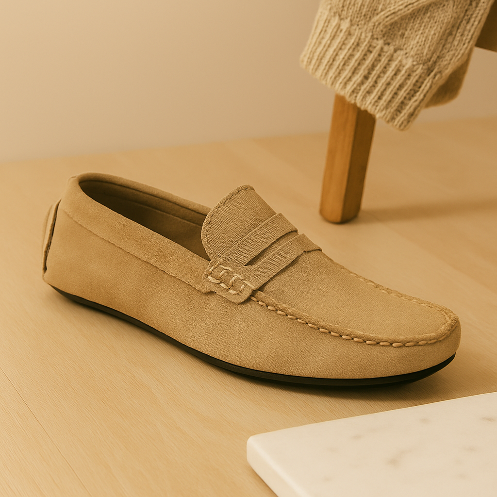 Milano Herren Leder Slipper – Klassische Slip-On Schuhe mit rutschfester Sohle