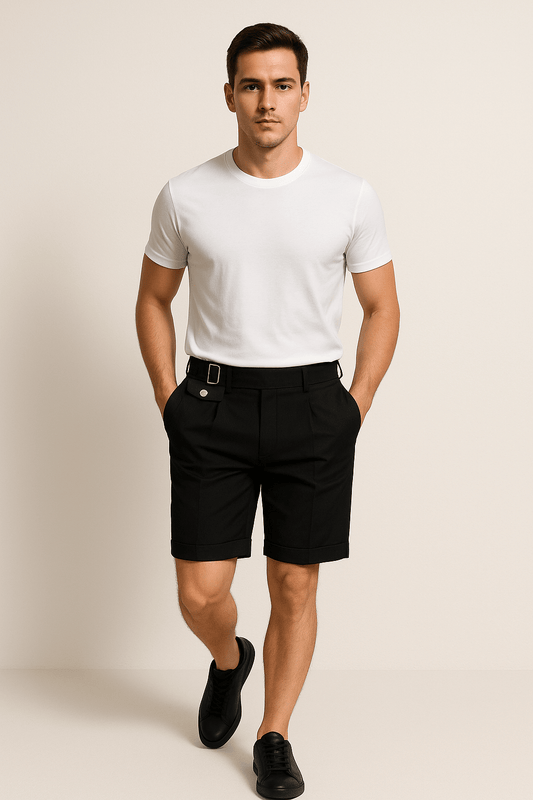 Herren Plissee-Shorts mit seitlichen Schnallen | Eleganter Sommerstil